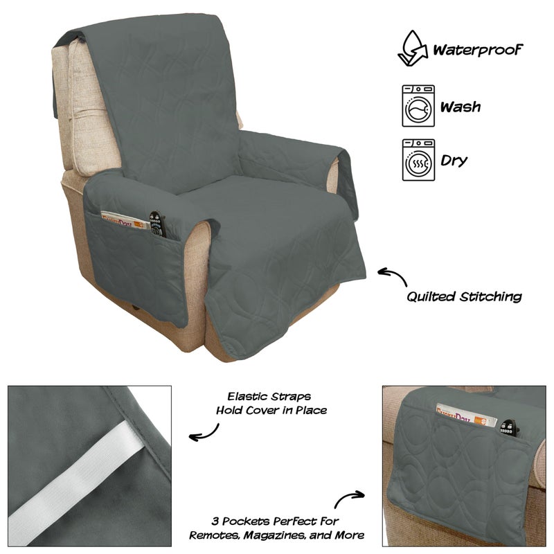 PETMAKER Furniture Cover- 100% Waterproof Protector Cover for Chair with Non-Slip Straps, Stain Resistant Material for Dogs, Pets, Kids by PETMAKER- Gray - Image 3